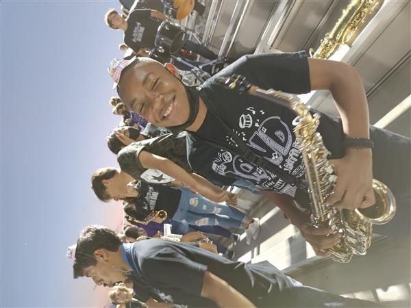 Little Rattler Night: Middle School students in football stands.